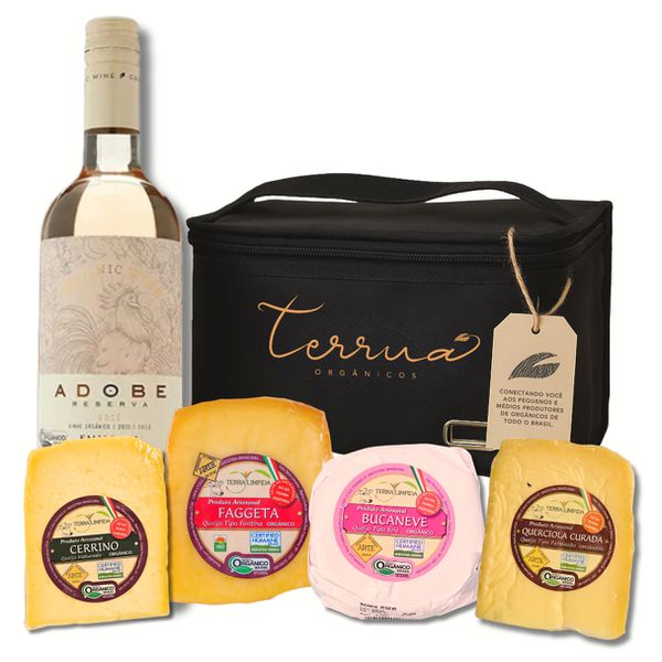 KIT QUEIJOS & VINHOS DE VERÃO ORGÂNICOS (1 VINHO ROSÊ + 4 QUEIJOS + BOLSA TERMICA)