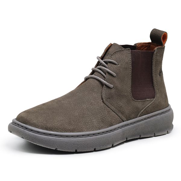 19050LC-Botina Paris masculina em couro(interno/externo) palmilha gel Cinza