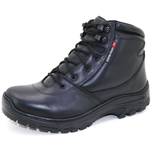 282AT-Bota Coturno estilizado militar de couro legitimo cano baixo na cor preta 