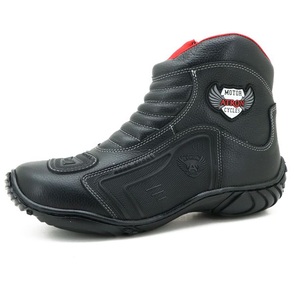 283AT-Bota para motociclista com protetor de borracha na cor Preto