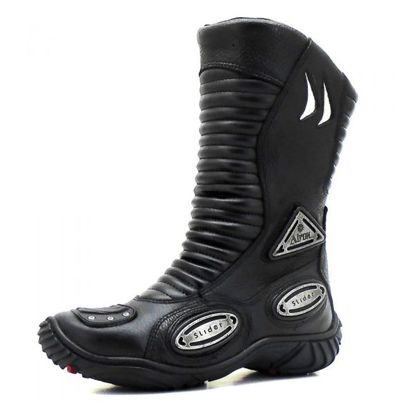300AT-Bota motociclista robust Stunt em couro legítimo forrada tecido espumado na cor preto