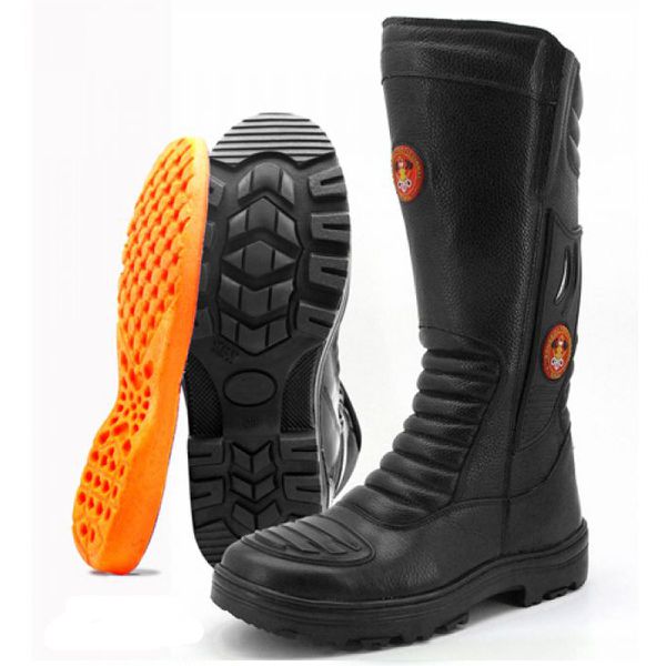 295AT-Bota de bombeiro civil em couro legítimo preto reforçado e forrada com logo C.A 40183