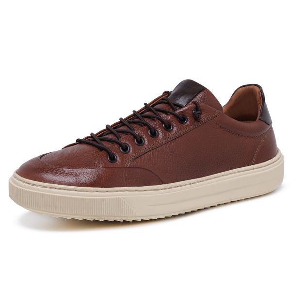 29001LC-Tenis Masculino em couro forrado palmilha gel conforto – LECAS Marrom