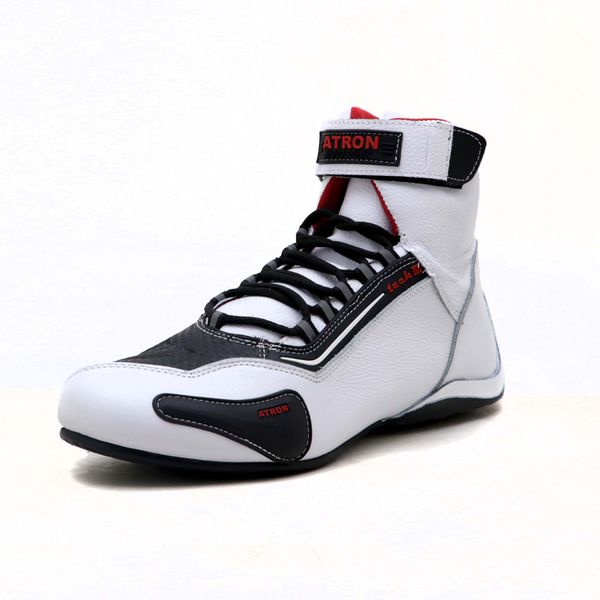 Tenis Motociclista Cano alto Couro forro tex espumado 311AT preto branco