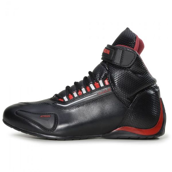 Tenis Motociclista Cano alto Couro forro tex espumado 311BAT Preto vermelho