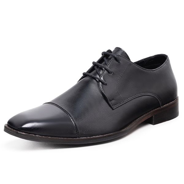 2451LCS-Sapato Social Masculino couro forrado couro conforto Preto