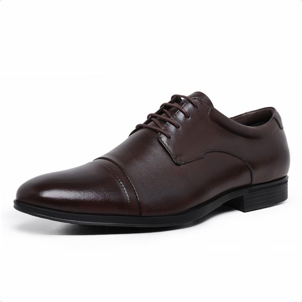 4301LCS-Sapato Social Masculino couro forrado couro fino Marrom