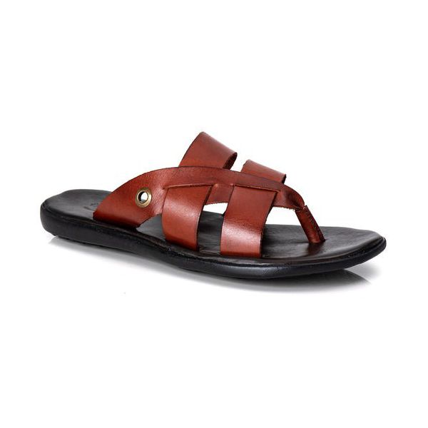 R15TCW-Sandalia Masculina couro descanso, elegancia conforto Marrom