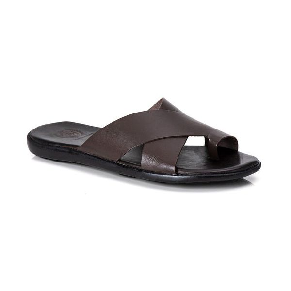 R14TCW-Sandalia Masculina couro descanso, elegancia conforto Marrom
