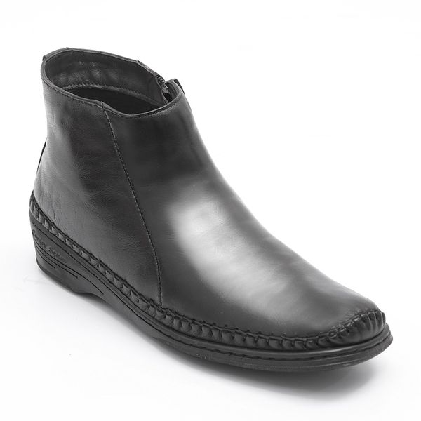 B10MGR-Bota Feminina de couro natural conforto e elegância Preto