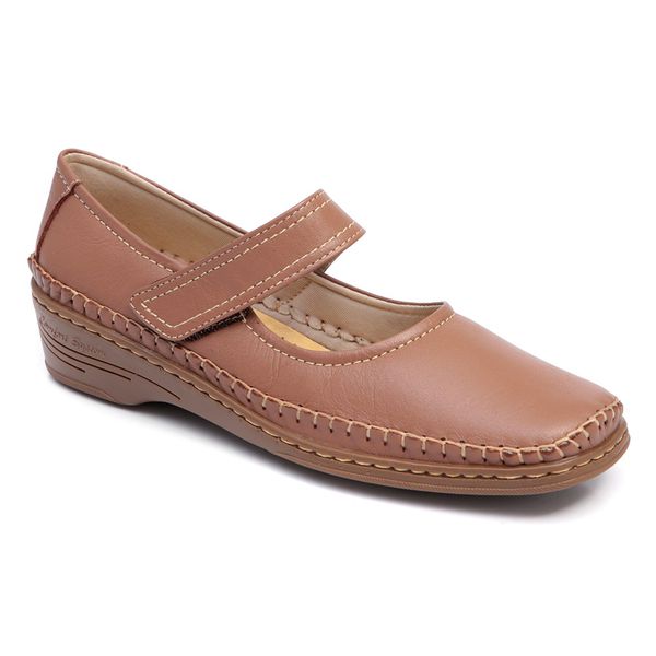 1016MGR-Sapato Feminino couro boneca conforto e elegância Amarelo