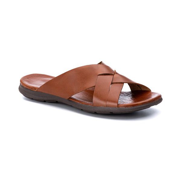 R10TCW-Sandalia Masculina de couro descanso, elegancia e conforto para seus pés Marrom