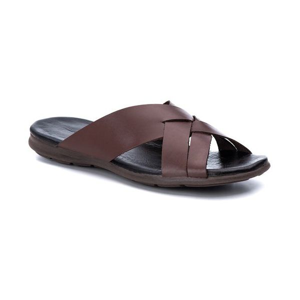 R8TCW-Sandalia Masculina de couro descanso, elegancia e conforto para seus pés Marrom