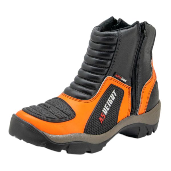Bota para motociclista Palmilha 9cm couro AS-HEIGHT 950 AT2 Laranja