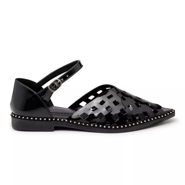 Sapatilha Slingback Rasteira Feminina Bico Fino FP184203 Preto