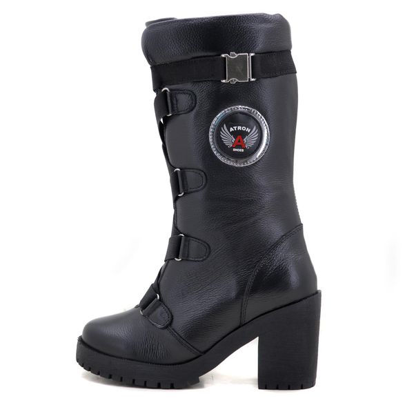 Bota Feminina Roqueira, couro, forro textil espumado 9410 Preto