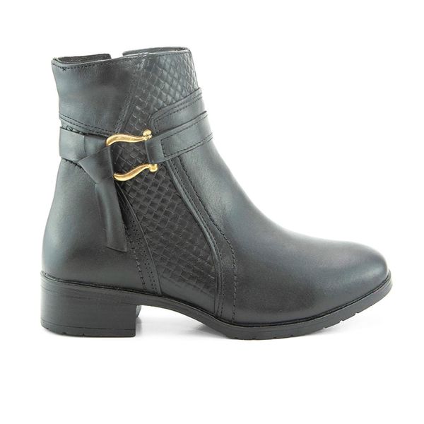 Bota Feminina Cano curto couro, Forro espumado 9090 Preto