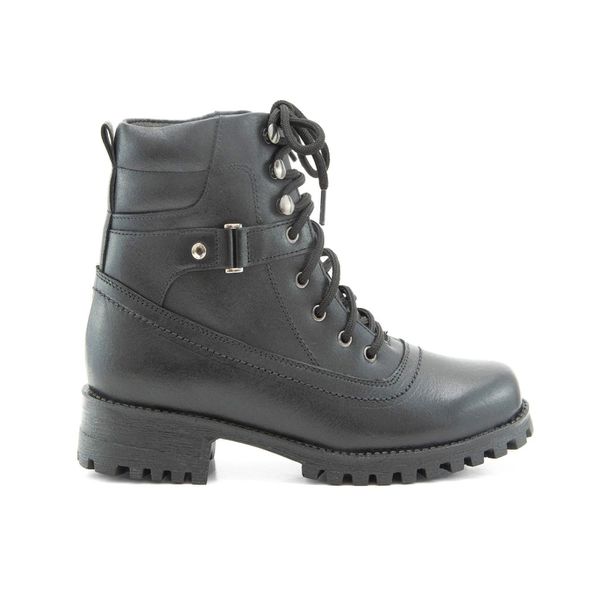 Bota Feminina cano curto couro, forrada tecido espumado 9018 k Preto