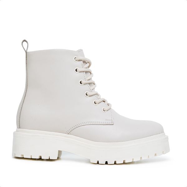 383LC-Bota Feminina em couro forrada e palmilha espumada Off White