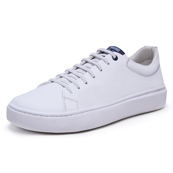 19001LC-Tênis Masculino de Couro - Estilo e Conforto branco