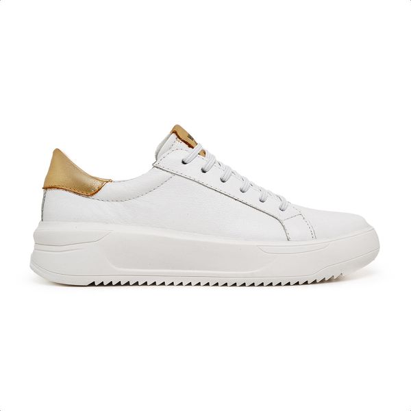 15350LC-Tenis Feminino Casual em couro forro e palmilha em couro espumado Branco