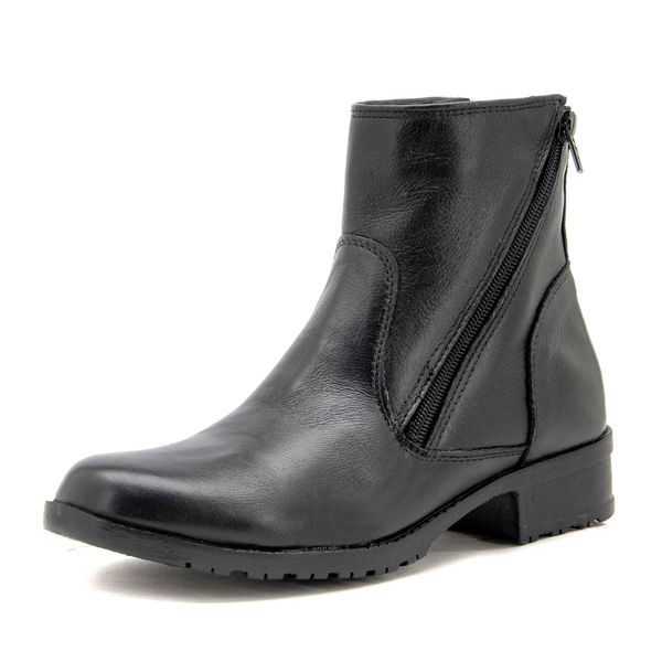 7506AT-Coturno feminino EM couro legítimo preto com zíp dos dois lados forrado