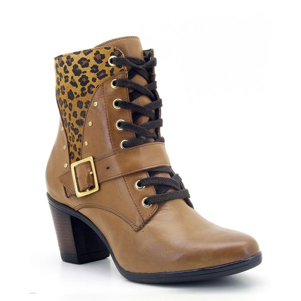 9066AT-Bota Coturno feminino Moda inverno em couro na cor whisky