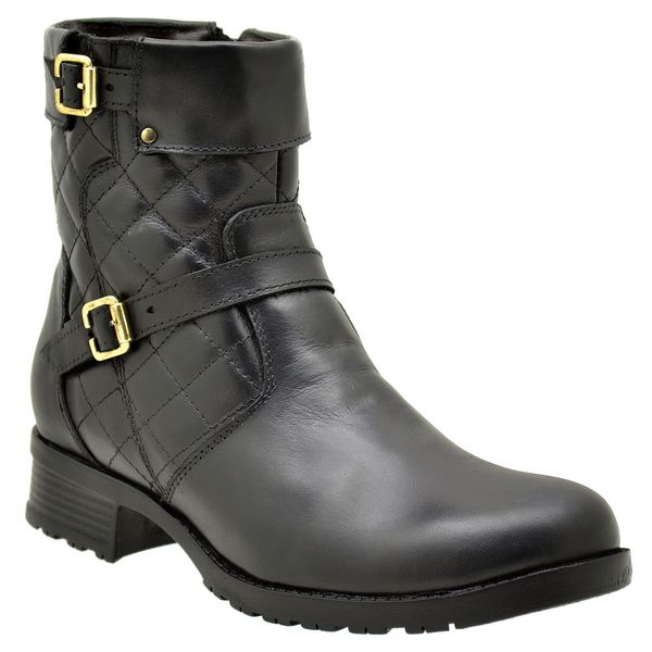 9109AT-Bota Coturno feminino Moda inverno em couro na cor preto