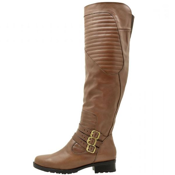 9111AT-Bota feminina montaria over em couro legitimo forrada em tecido espumado cor brandy