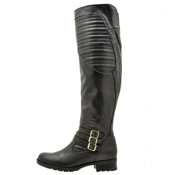 9111AT-Bota feminina montaria over em couro legitimo forrada em tecido espumado cor preto
