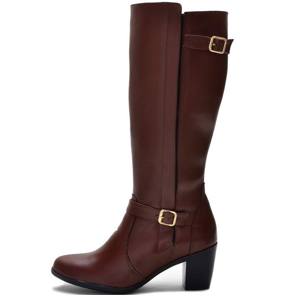 9206AT-Bota montaria cano alto legitimo couro natural, forrada com tecido espumado na cor marrom