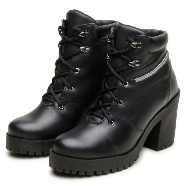9405AT-Bota Coturno de cano curto em couro legítimo na cor preto