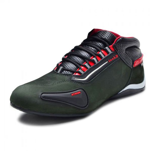 312AT-Tênis para motociclista em couro legitimo com refletivo de cano baixo na cor verde 