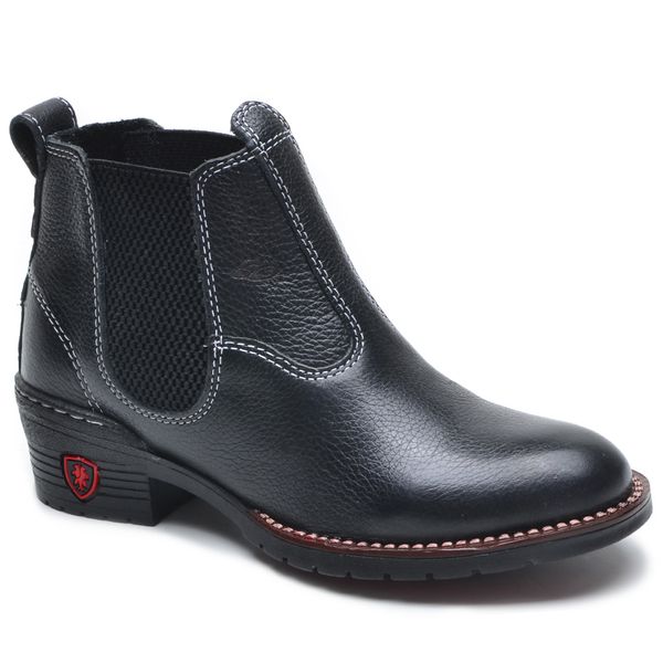015CLA-Botina infanto juvenil em couro legitimo reforçado - Estilo e durabilidade preto