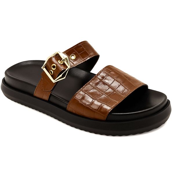 006P10FP-Papete Flatform em Napa estampa croco forrada Conforto Estilo design atual