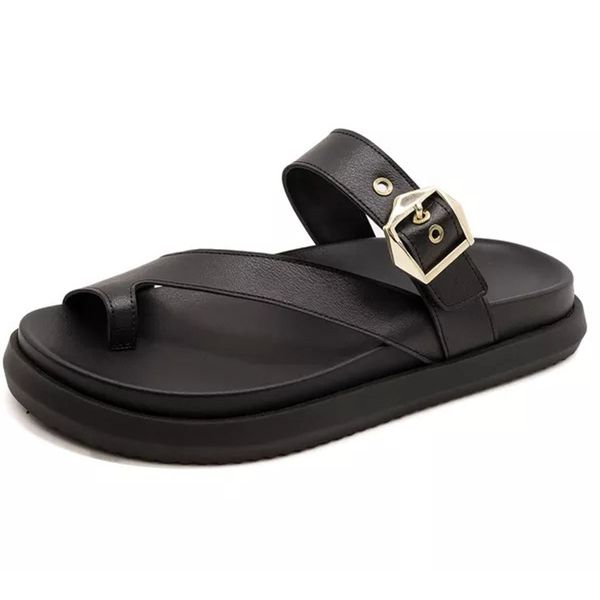 007FP-Sandalia Papete Flatform Floter Conforto e Estilo - preto 