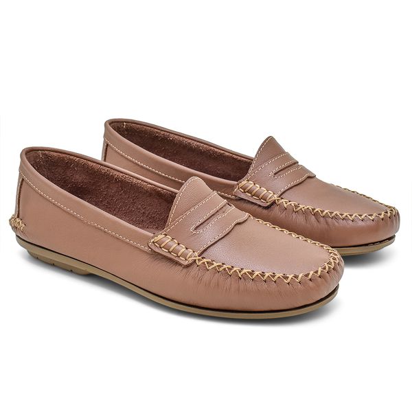 004MGR-Mocassim Feminino de couro natural conforto elegancia whisky
