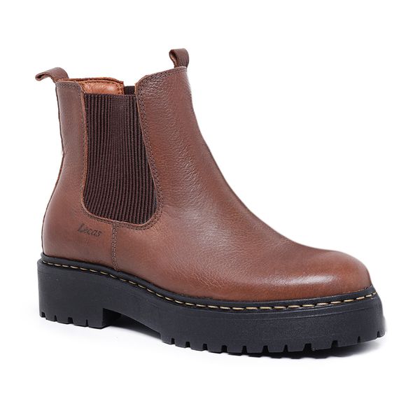 381LC-Bota Feminina em couro forrada palmilha espumada Marrom