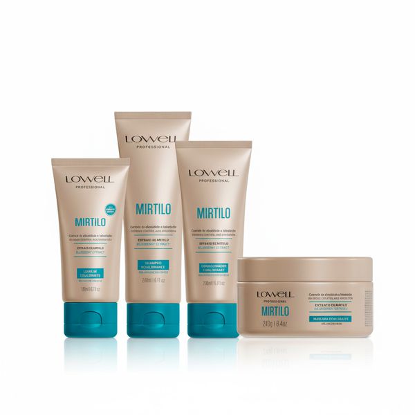 1008LW-Kit Equilibrante Mirtilo - Shampoo, Condicionador, Leave-in e Máscara