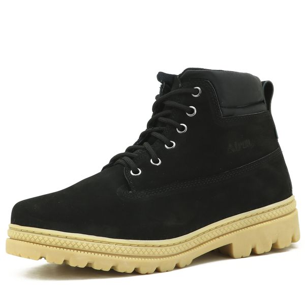 256-Coturno Adventure de couro robusto nobuck para trilha na cor preto