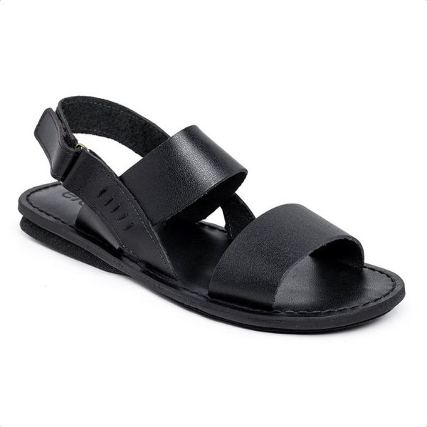R26TCW-Sandalia Masculina couro descanso, elegancia conforto Preto