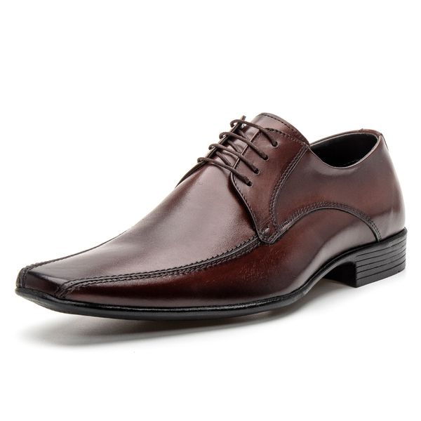 4605BGI-Sapato Social Masculino em Couro nobre Bico fino tabaco