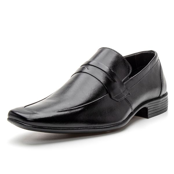 4606BGI-Mocassim Social Masculino em Couro Loafer Sofisticado Preto