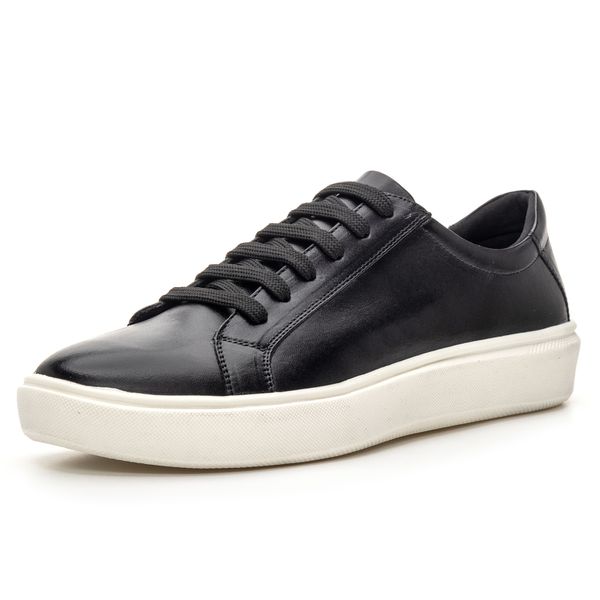 5001BGI–Tenis Masculino Casual Sofisticado em Couro Nobre Preto
