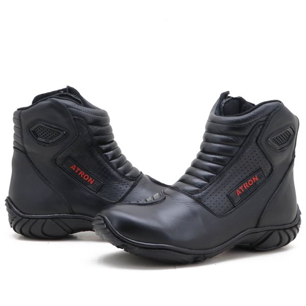 Bota Motociclista Atron AS-SPIRIT Couro Legítimo Semi-Impermeável