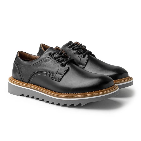 Sapato Casual Bolt Em Couro Legitimo - Preto