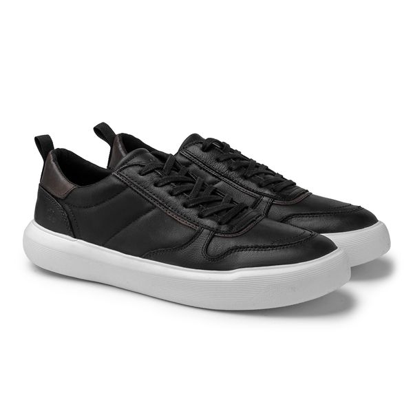 Sapatenis Casual Masculino em Couro Cell - Preto