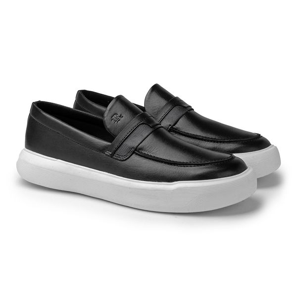 Slip On Loafer Cell em Couro - Preto