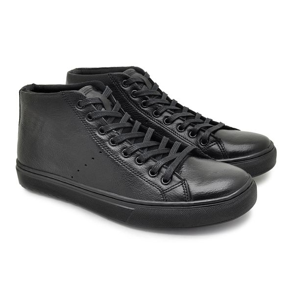 Sapatenis Casual Masculino Connect em Couro - Preto