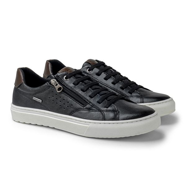 Sapatenis em Couro Casual Masculino Connect - Preto